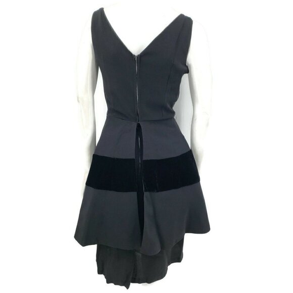 VTG Miss Elliette Black Peplum Dress Womens Small/Medium? Sleeveless Velvet Bow - Picture 5 of 7